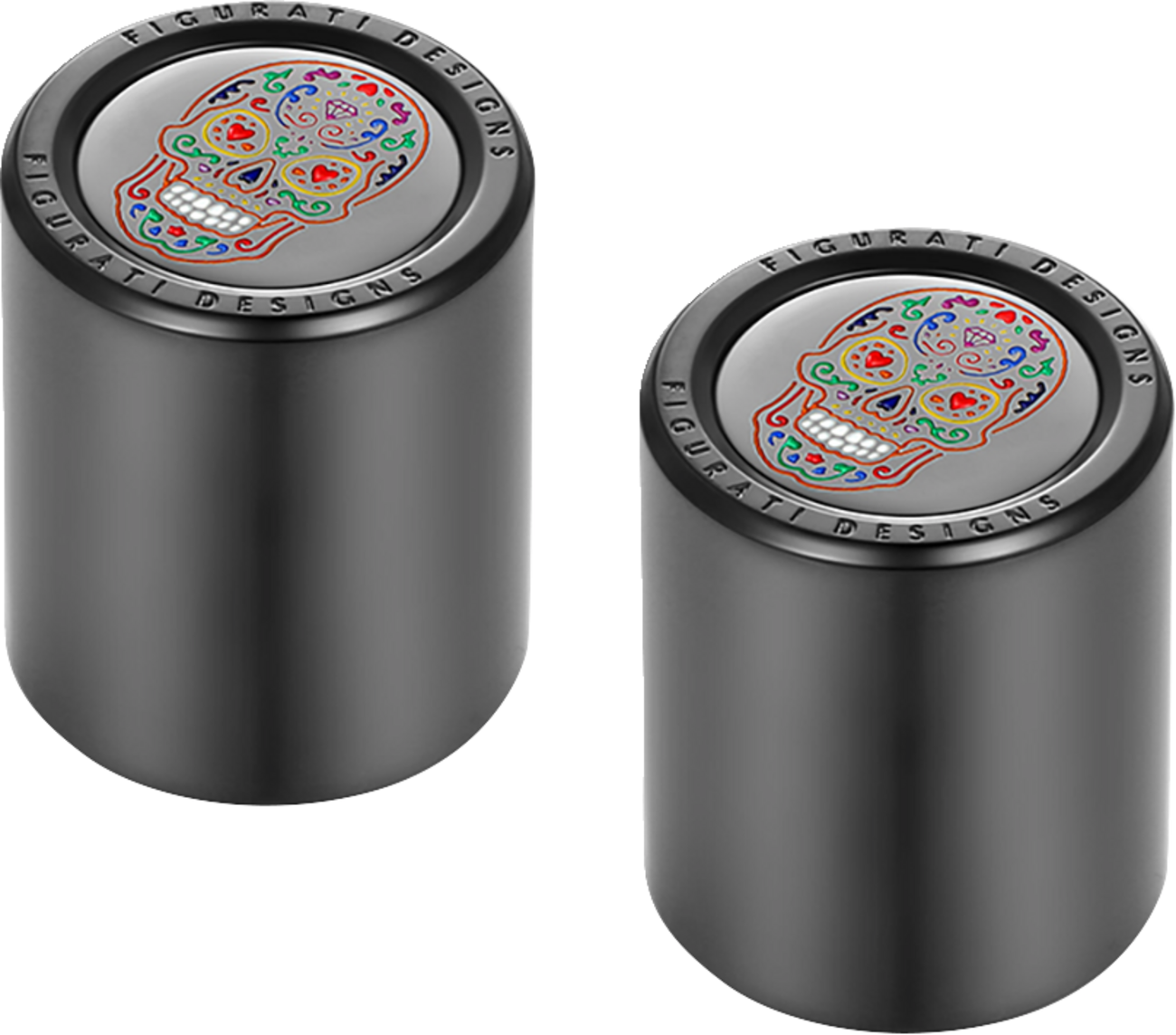 Figurati Designs Black Sugar Skull Medium Docking Hardware Covers for Harley