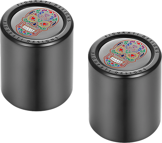 Figurati Designs Black Sugar Skull Medium Docking Hardware Covers for Harley