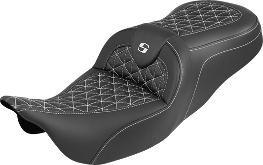 Saddlemen Roadsofa White Tri Gripper Gel Seat for 2008-2024 Harley Touring FLHT