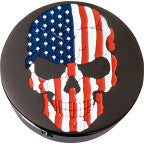Figurati Designs Skull USA Flag Black Swingarm Covers for 1980-2025 Harley