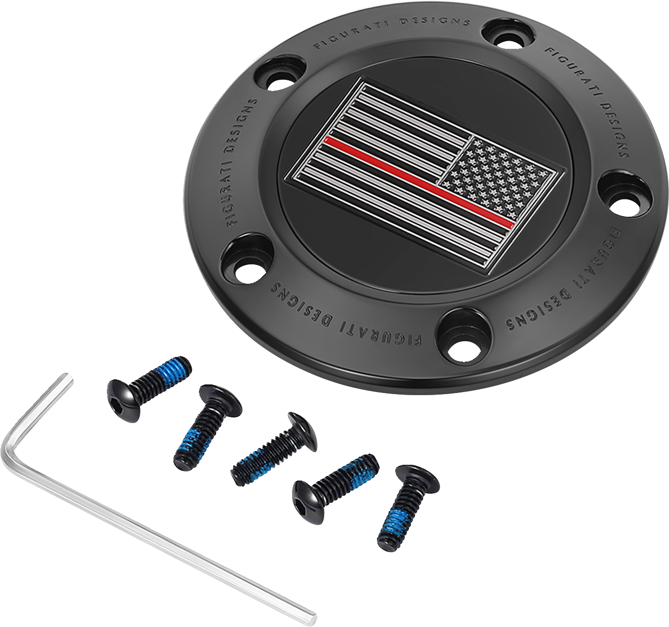 Figurati Designs Red Line Flag Black Timing Cover for 1999-2017 Harley Davidson