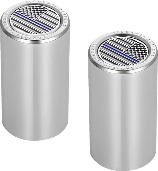 Figurati Designs Blue Line Flag Long Magnetic Docking Hardware Covers for Harley