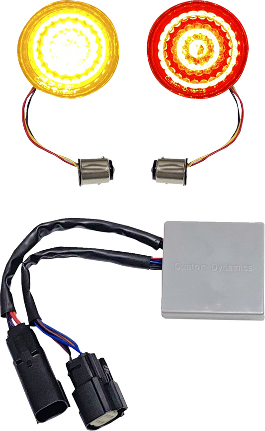 Custom Dynamics Amber Red LED Rear Bullet Turn Signals 2014-2024 Harley Touring