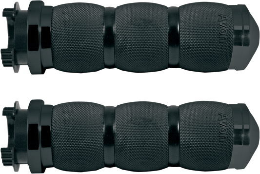 Avon 3 Ring Black 1" x 5" Universal Air Cushioned Touring Motorcycle Grips