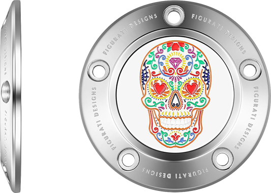 Figurati Designs Sugar Skull 5 Hole Timing Cover for 1999-2017 Harley Twin Cam