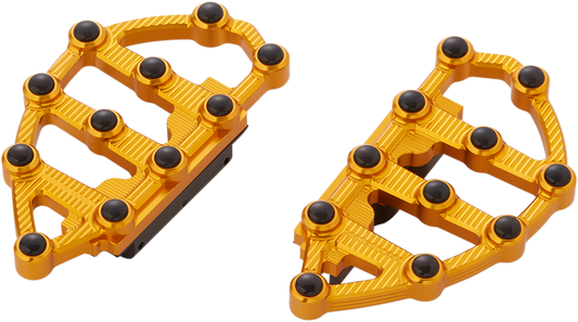Arlen Ness MX Gold Passenger Floorboards for 1980-2024 Harley Touring Softail
