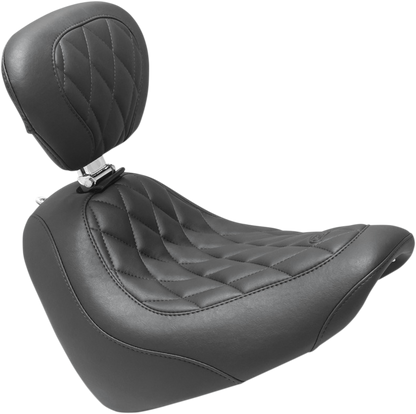 Mustang Diamond Tripper Solo Seat & Backrest fits 2018-2024 Harley Fat Bob FXFB