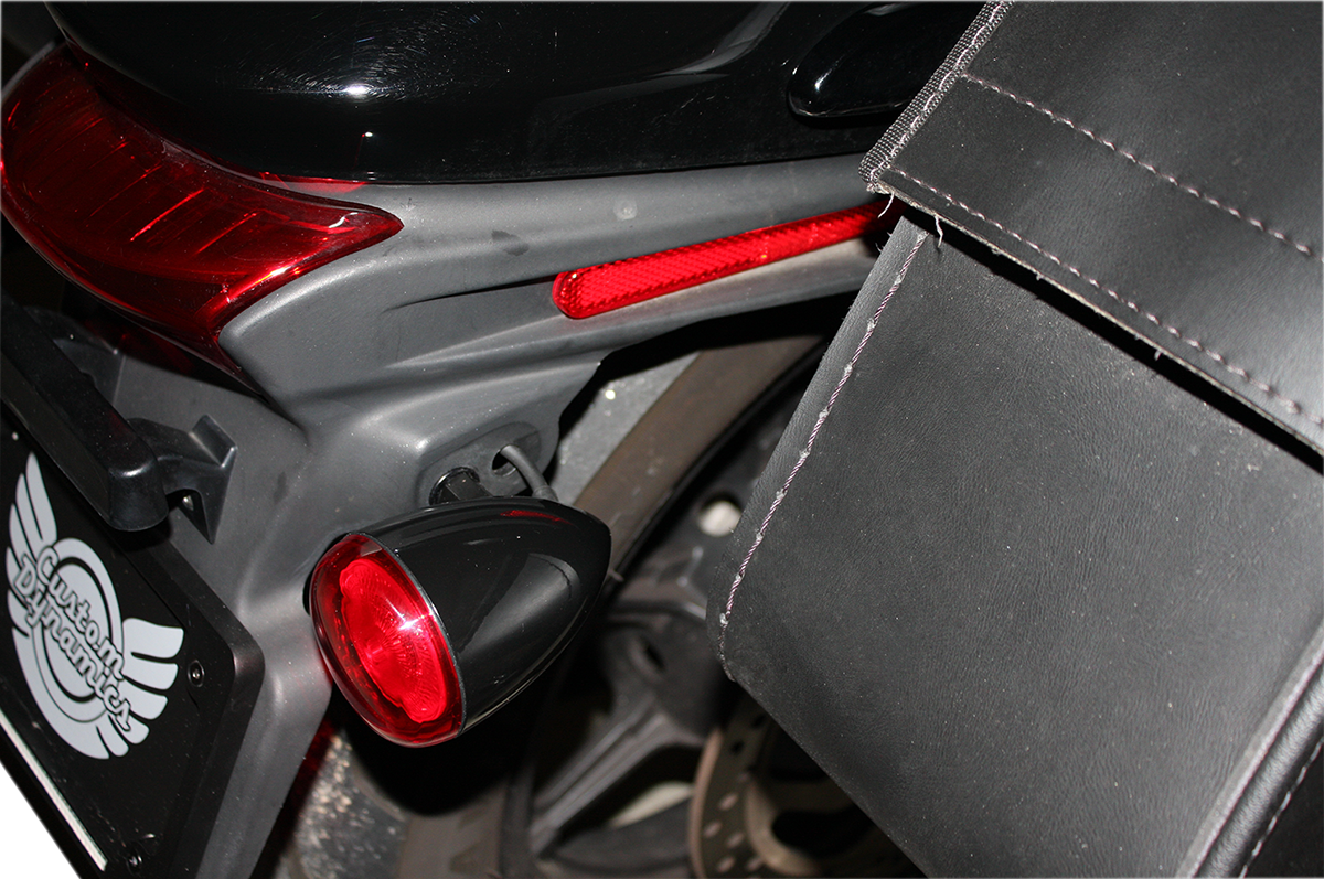 Custom Dynamics Black Probeam Red LED Universal Bullet Turn Signal Kit Harley