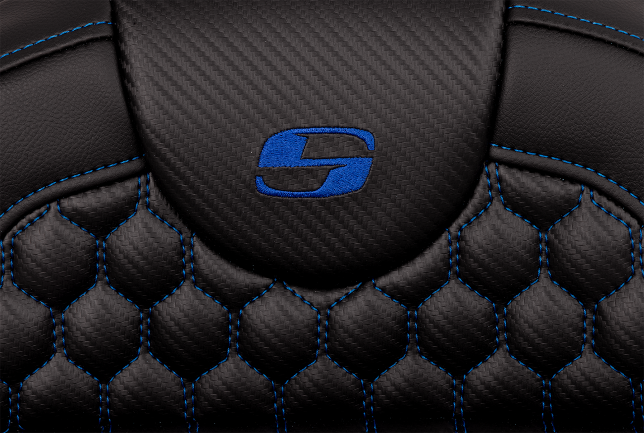 Saddlemen Roadsofa Blue Honeycomb Extended Gel Seat for 2008-2025 Harley Touring