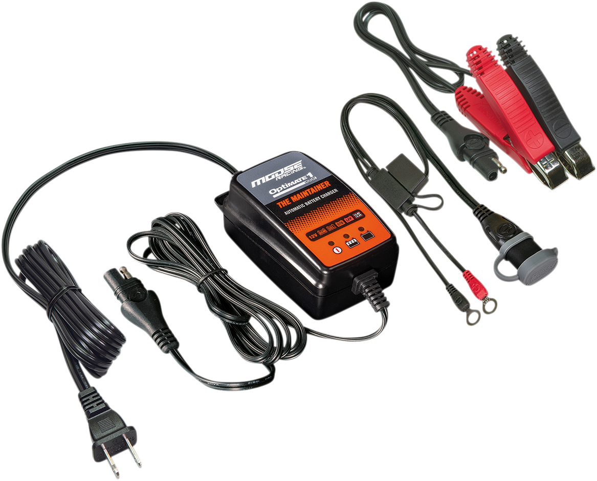 Moose Optimate 1 Duo Battery Charger Tender Maintainer 12V Motorcycle ATV UTV
