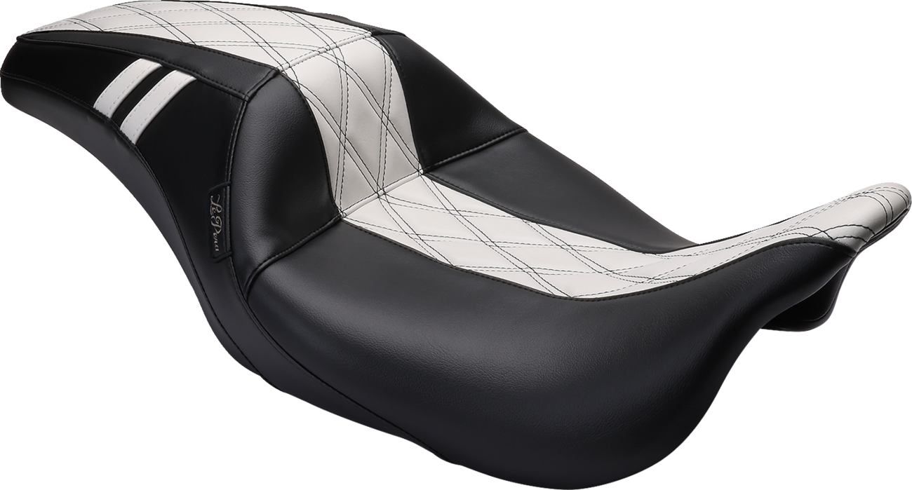 Le Pera GT1 Outcast Black White Seat 08-23 Harley Touring Street Glide Road King