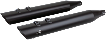 S&S Power Tune Black Slash Exhaust Mufflers for 96-16 Harley Touring Bagger FLHX