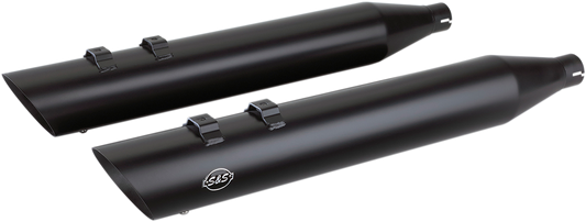 S&S Power Tune Black Slash Exhaust Mufflers for 96-16 Harley Touring Bagger FLHX