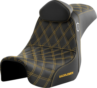 Saddlemen SDC Pro Series Gold Lattice Seat & Backrest fits 2006-2017 Harley Dyna