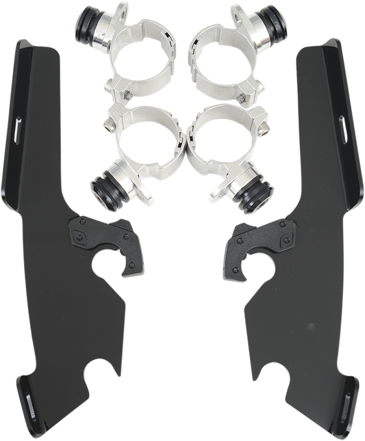 Memphis Shades Black Batwing Mount Kit for 1998-21 Yamaha Kawasaki XVS1100 VN900