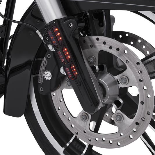 Ciro Black Lower Front Fork Leg LED Lighted Covers fits 2014-2024 Harley Touring