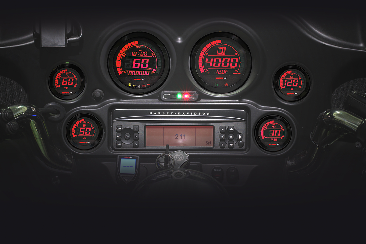 Koso HD-02 Black 6-Piece Fairing Gauge Kit for 2004-2013 Harley Touring Models