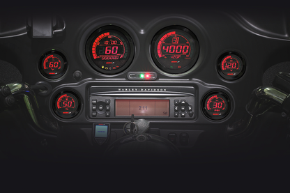 Koso HD-02 Black 6-Piece Fairing Gauge Kit for 2004-2013 Harley Touring Models