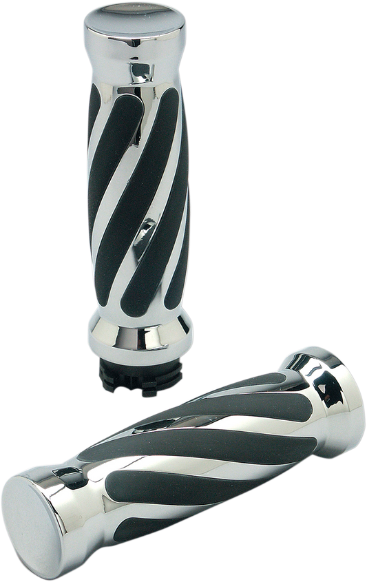Avon Chrome 1" TBW Twisted Motorcycle Grips 2008-2024 Harley Touring Softail