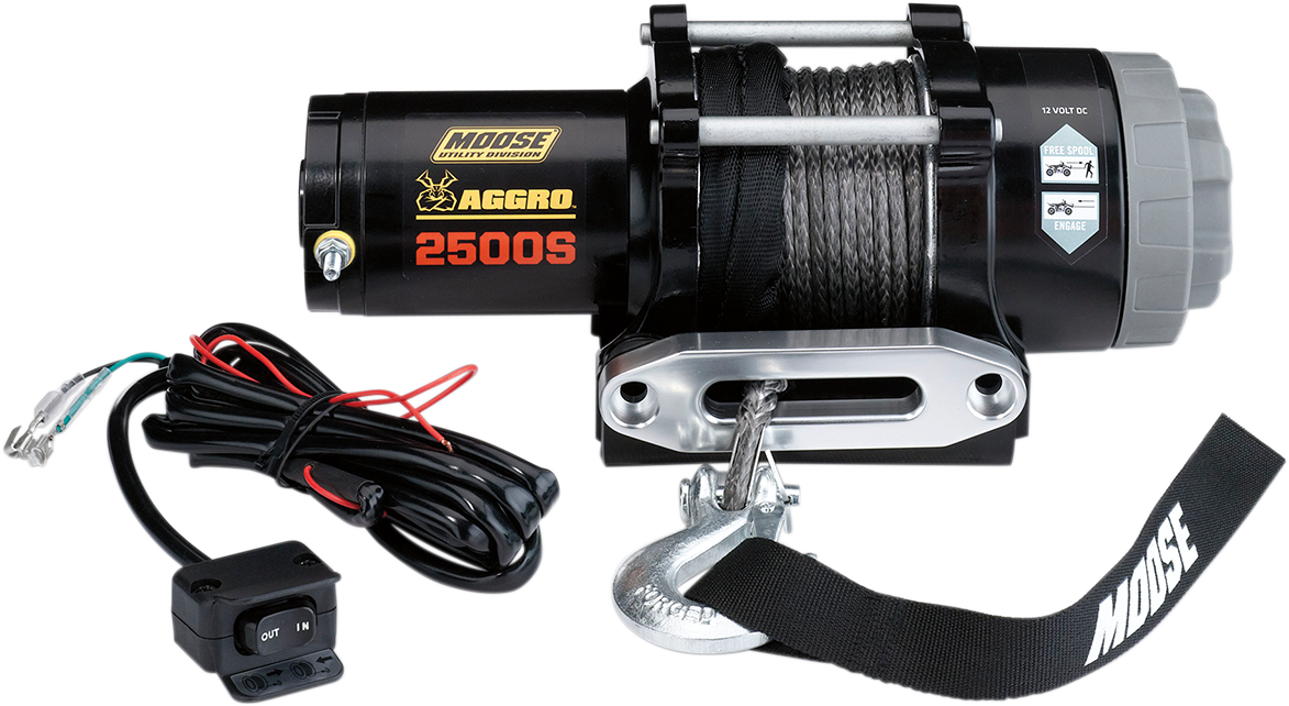 Moose Utility Black 2500 lb 50' Synthetic Rope Aggro UTV Offroad Winch