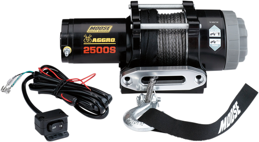 Moose Utility Black 2500 lb 50' Synthetic Rope Aggro UTV Offroad Winch