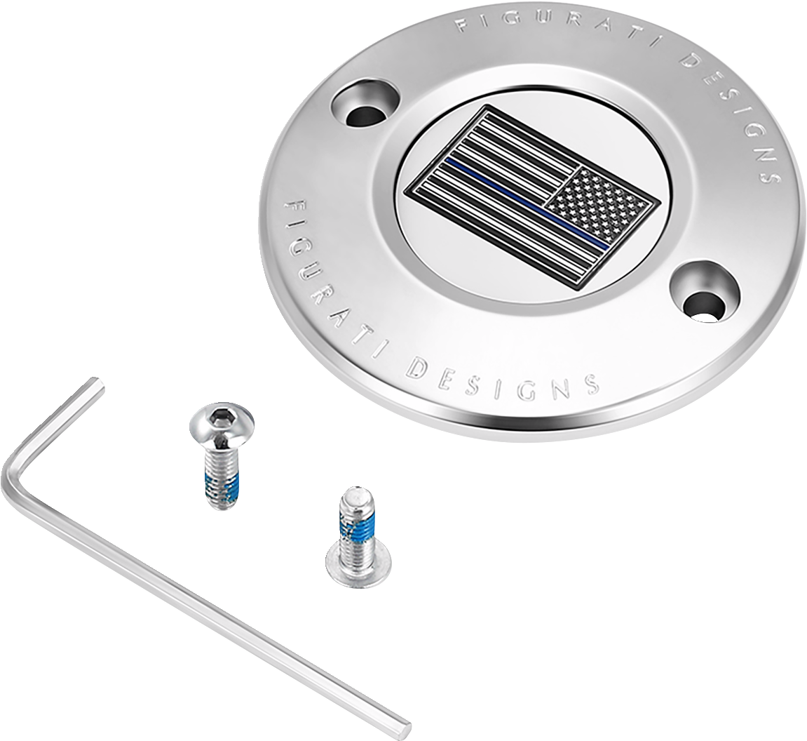 Figurati Designs Blue Line Flag Timing Cover for 2017-2023 Harley Touring M8