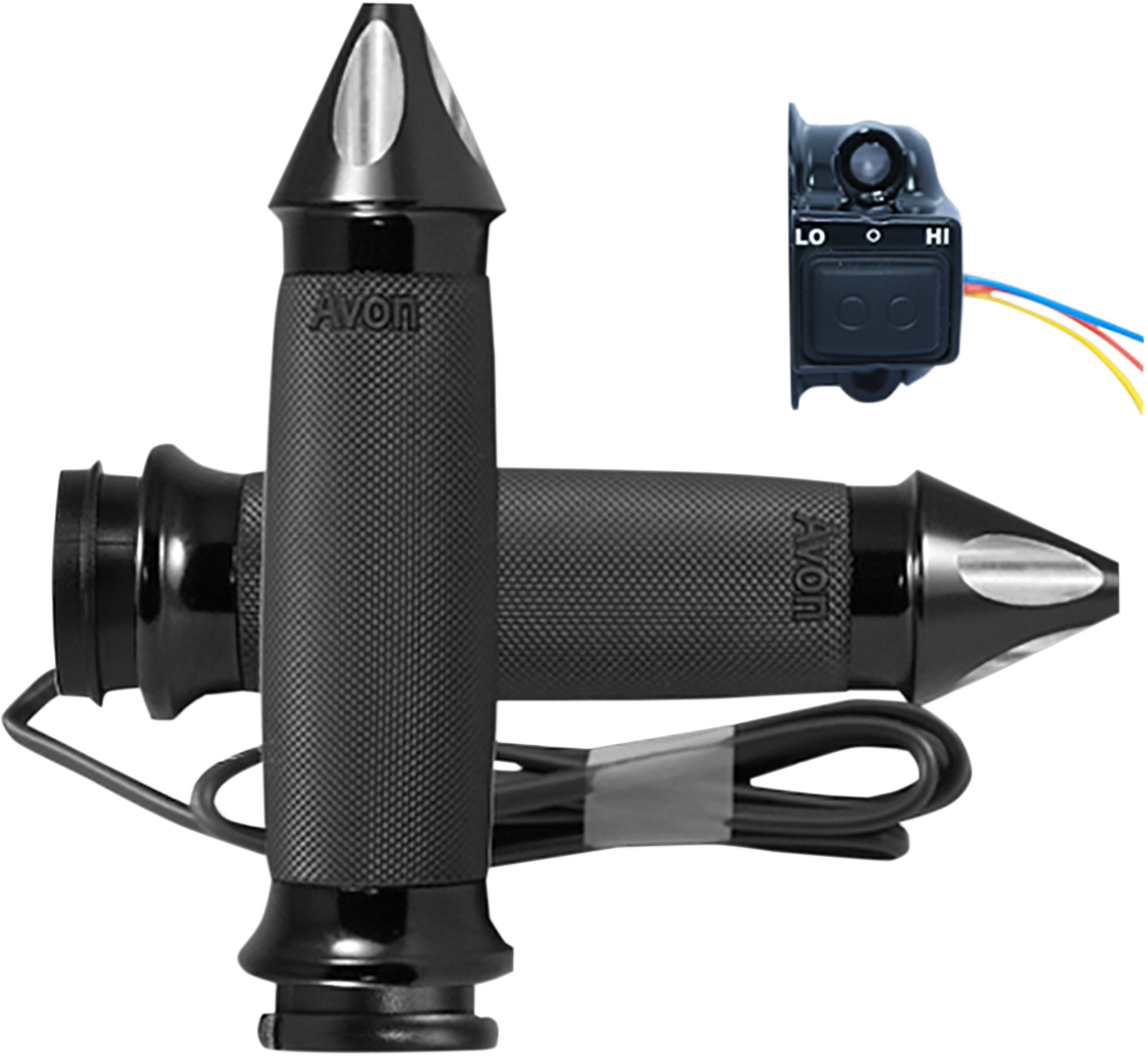 Avon Contour Black 1" Heated Motorcycle TBW Grips 2008-2023 Harley Touring