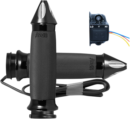 Avon Contour Black 1" Heated Motorcycle TBW Grips 2008-2023 Harley Touring