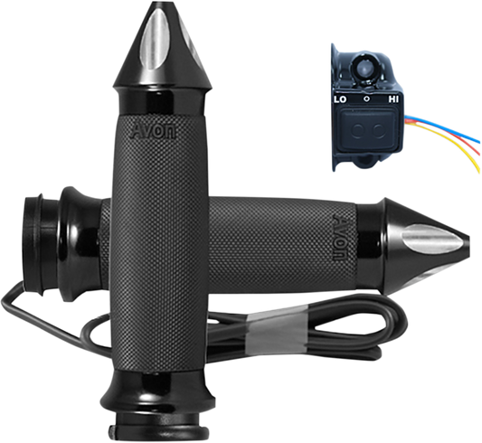 Avon Contour Black 1" Heated Motorcycle TBW Grips 2008-2023 Harley Touring