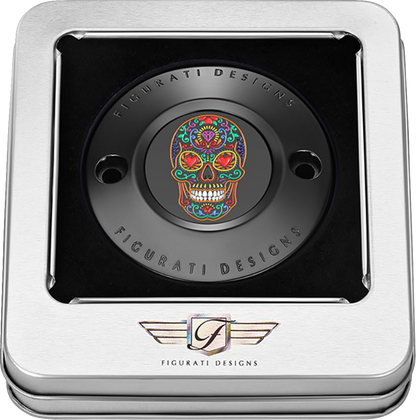 Figurati Designs Sugar Skull Black Timing Cover for 2017-2023 Harley Davidson