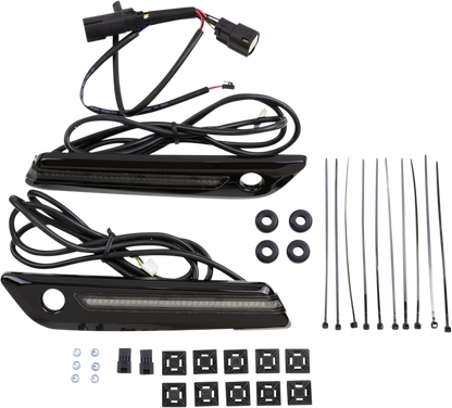 Ciro Rear LED Black Saddlebag Hinge Latch Covers 2014-2024 Harley Touring Models