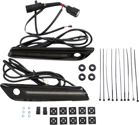 Ciro Rear LED Black Saddlebag Hinge Latch Covers 2014-2024 Harley Touring Models