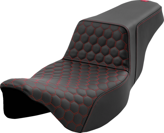 Saddlemen Step Up Red Honeycomb Extended Gel Seat fits 2008-2024 Harley Touring