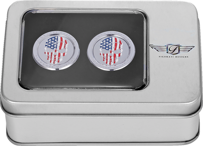 Figurati Skull USA Flag Medium Magnetic Docking Hardware Covers for Harley