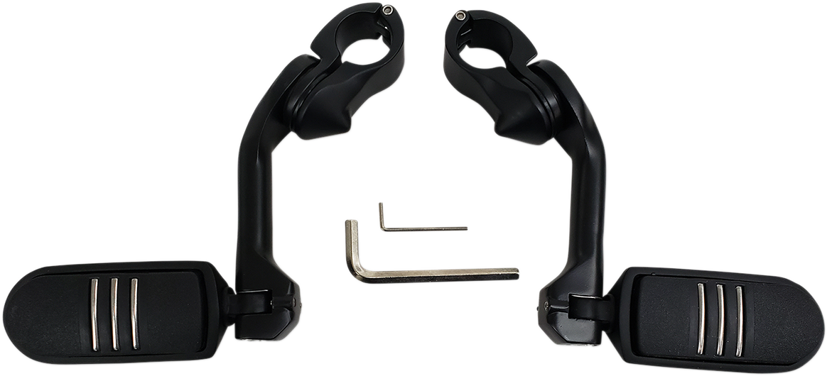Rivco Black 1-1/4" Clamp on 5" Highway Bar Footpeg Set for Harley Davidson