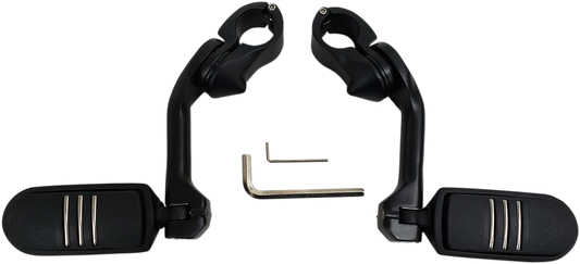Rivco Black 1-1/4" Clamp on 5" Highway Bar Footpeg Set for Harley Davidson