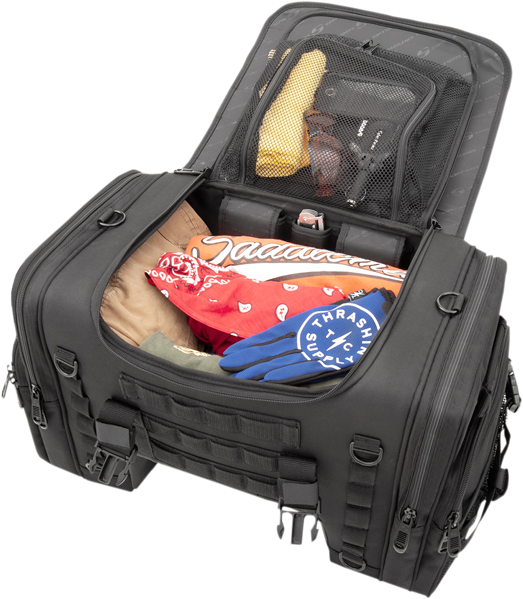 Saddlemen Black Textile Tactical Deluxe Cruiser Tail Bag for Harley Touring