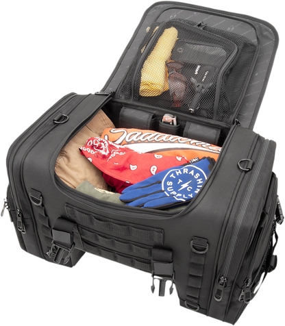 Saddlemen Black Textile Tactical Deluxe Cruiser Tail Bag for Harley Touring
