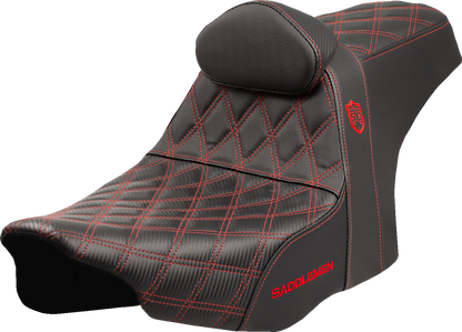 Saddlemen SDC Pro Series Red Lattice Seat & Backrest fits 2023-26 Harley Touring