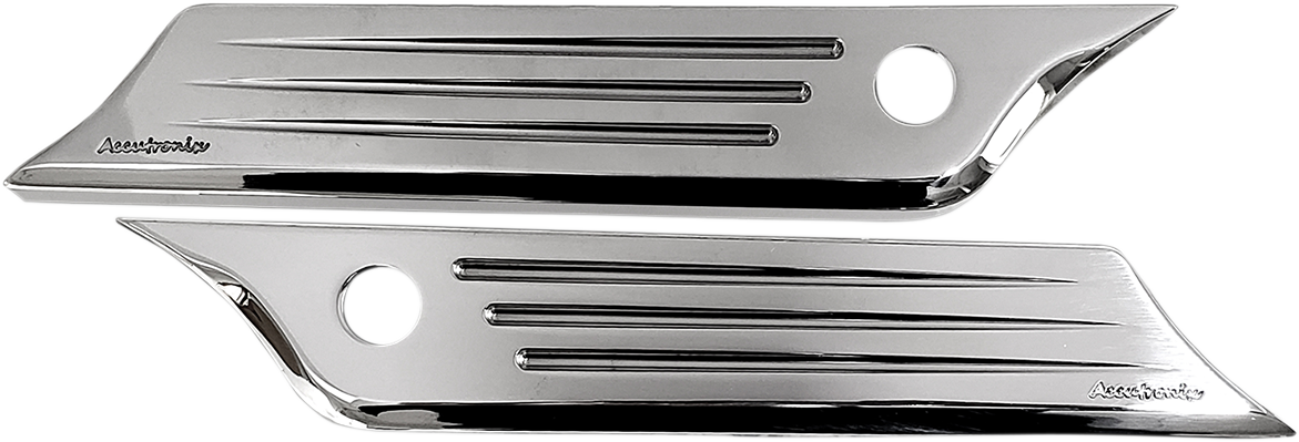 Accutronix Chrome Speed Ball Rear Saddlebag latch Covers 2014-21 Harley Touring