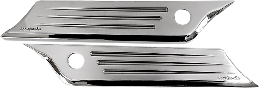 Accutronix Chrome Speed Ball Rear Saddlebag latch Covers 2014-21 Harley Touring