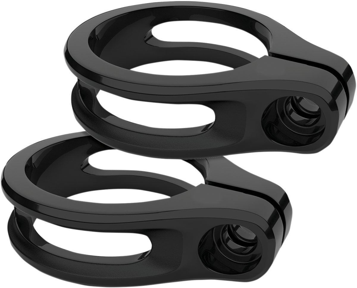Roland Sands Gloss Black 49mm Front Fork Turn Signal Clamp Mounts for Harley