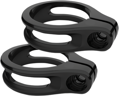 Roland Sands Gloss Black 49mm Front Fork Turn Signal Clamp Mounts for Harley