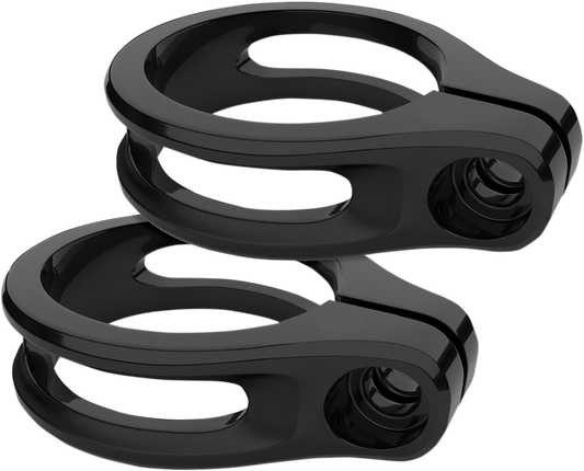 Roland Sands Gloss Black 49mm Front Fork Turn Signal Clamp Mounts for Harley