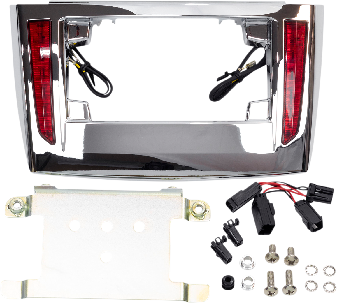 Ciro Chrome Motorcycle LED License Plate Frame 2009-2024 Harley Trike Tri Glide