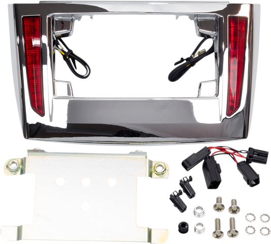 Ciro Chrome Motorcycle LED License Plate Frame 2009-2024 Harley Trike Tri Glide
