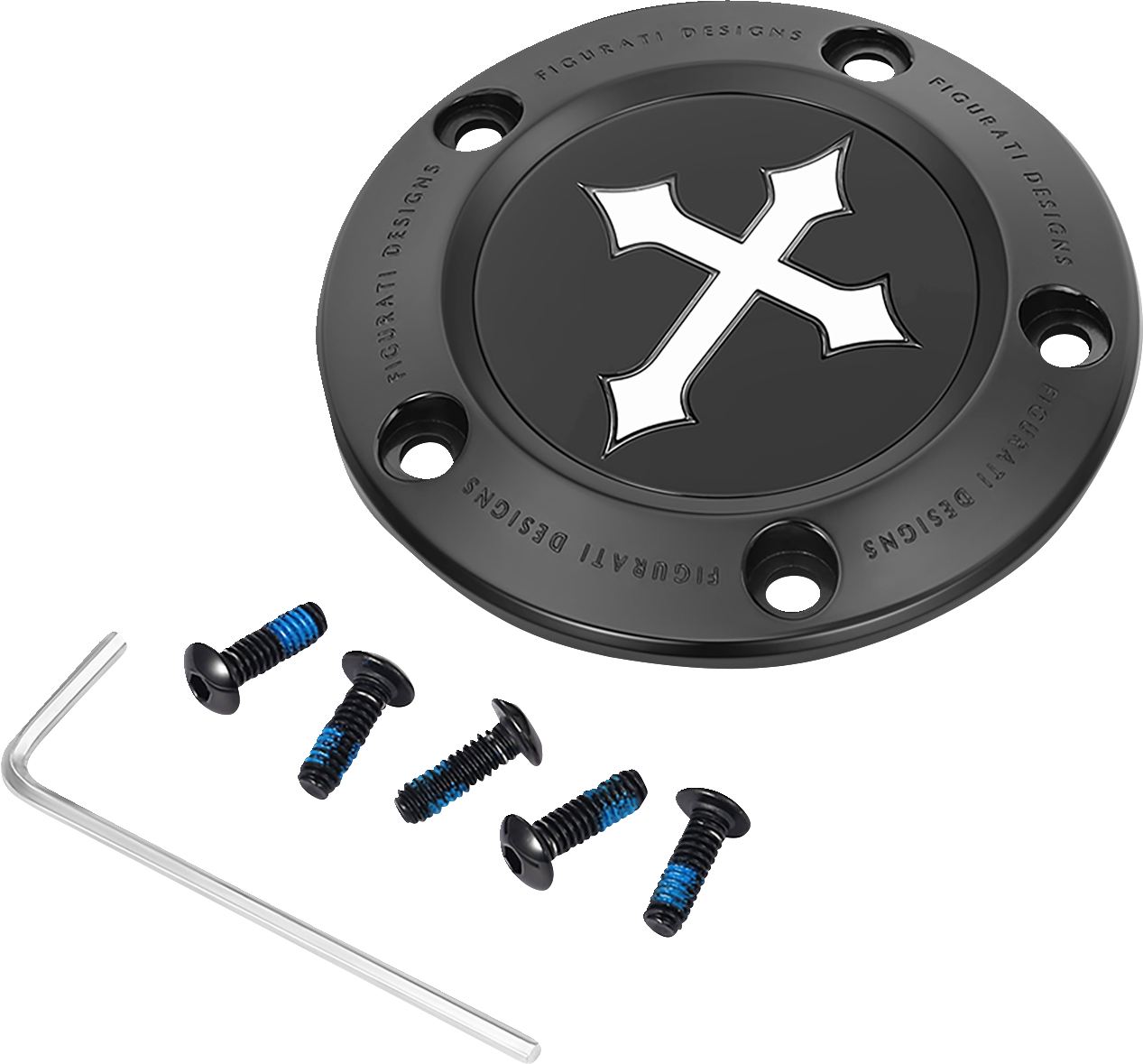 Figurati Designs Cross Stainless Steel Black Timing Cover for 1999-2017 Harley
