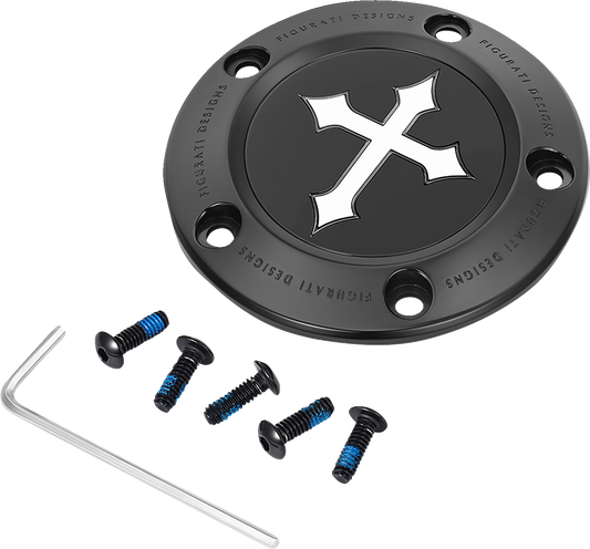 Figurati Designs Cross Stainless Steel Black Timing Cover for 1999-2017 Harley