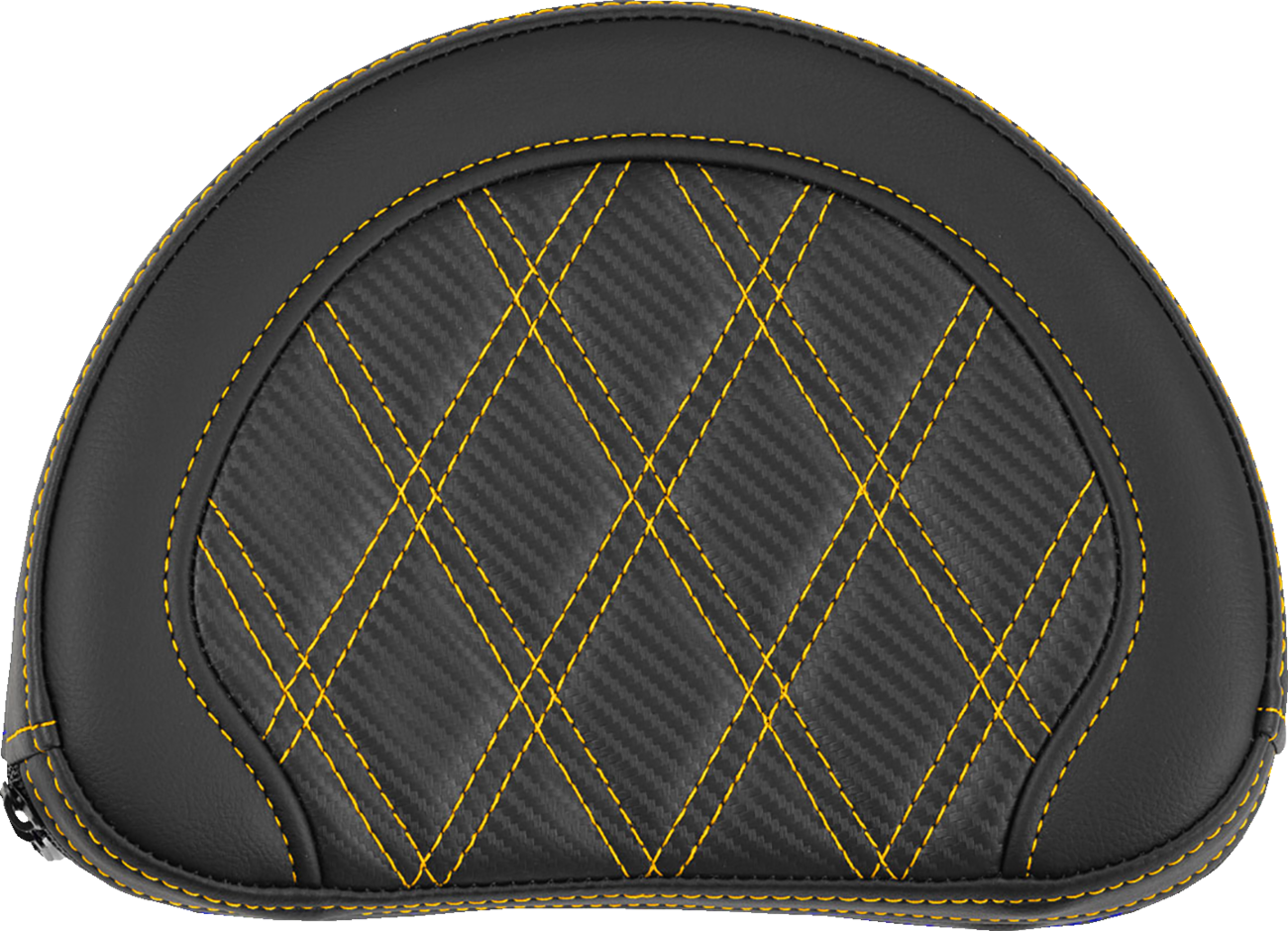 Saddlemen Contour Gold Carbon Lattice Stitch Sissy Bar Backrest Pad for Harley