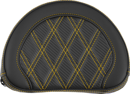 Saddlemen Contour Gold Carbon Lattice Stitch Sissy Bar Backrest Pad for Harley